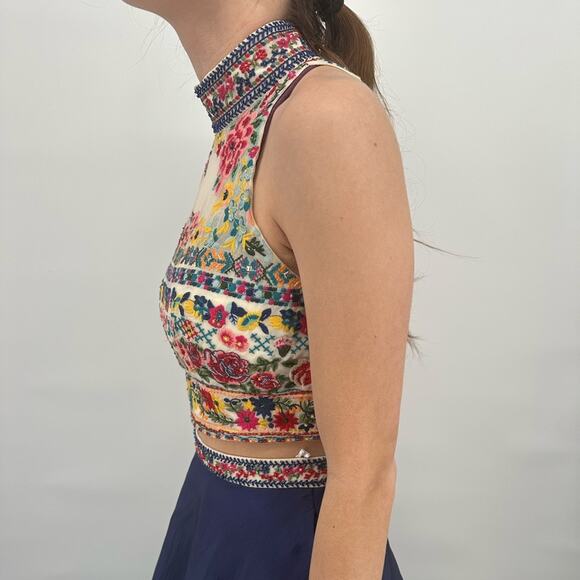 Sherri Hill 50080 2 Piece Prom Dress Size 2 Event Party Embroidered Navy Multi - Picture 7 of 16